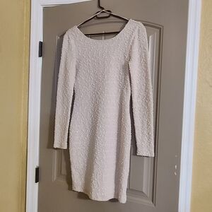 Beige sparkle knit ladies dress.